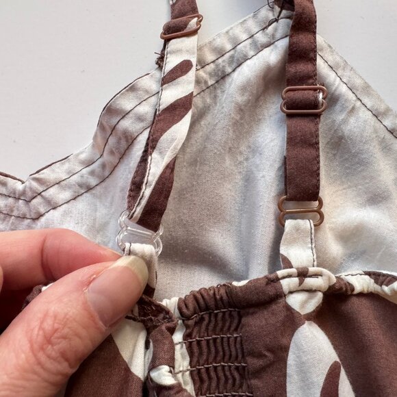 Roxy Brown & White Swirl Pattern Strap Short 100% Cotton Sundress sz M - Picture 7 of 10